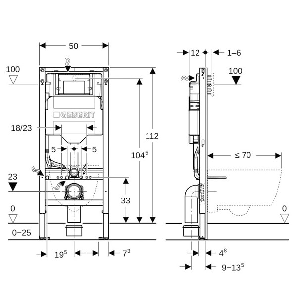 Geberit  Duofix Element Set für Wand WC, Bauhöhe 112 cm UP320 111300006