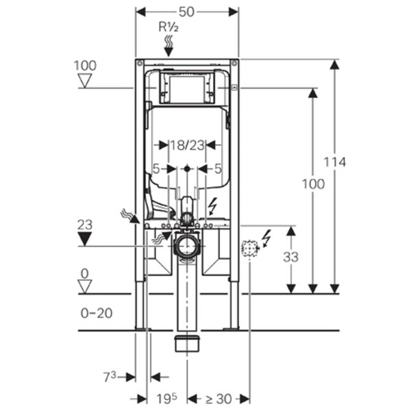 Geberit Duofix WC-Element mit Sigma UP720 Einbau-Spülkasten 8 cm /111796001