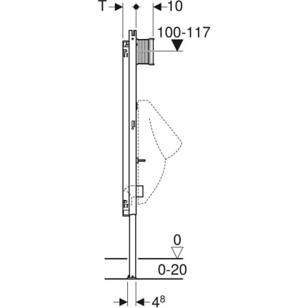 GE DuofixBasic Element für Urinal, 130cm Universal, Wandanker