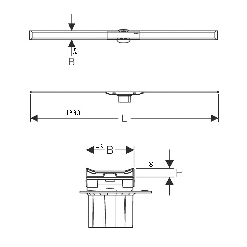 GE Duschrinne CleanLine20 30-130 cm Metall poliert / Metall gebürstet