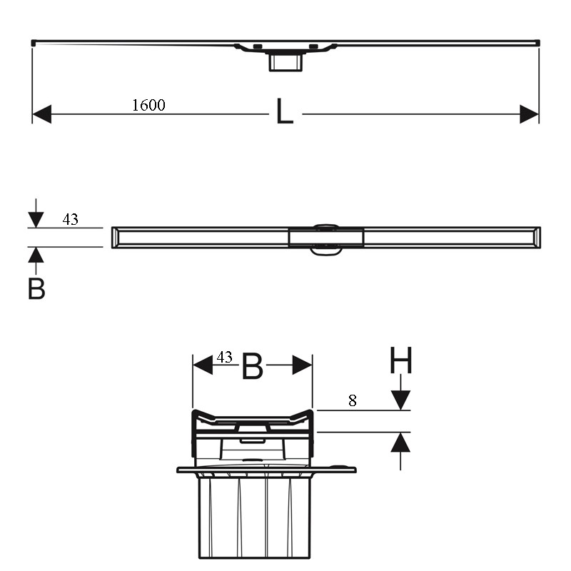 GE Duschrinne CleanLine20 30-160 cm Metall poliert / Metall gebürstet