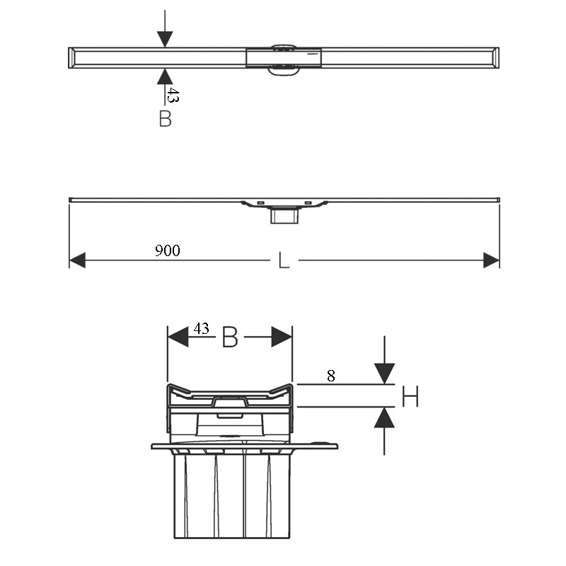 GE Duschrinne CleanLine20 30-90 cm Metall poliert / Metall gebürstet