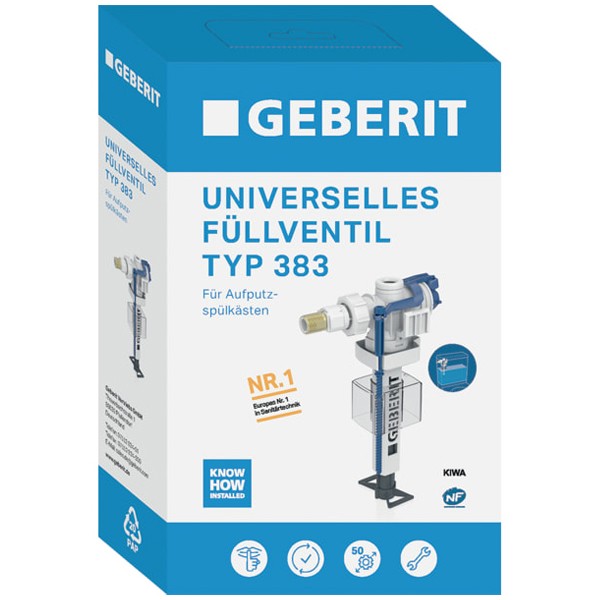 GE Typ 383 Füllventil, WA seitlich 3/8", Nippel aus Messing, für AP-SPK