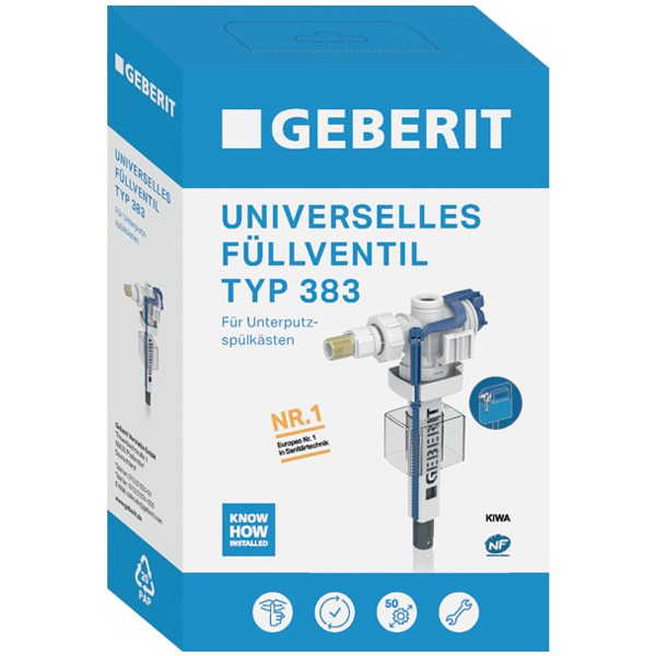 GE Typ 383 Füllventil, WA seitlich 3/8", Nippel aus Messing, für UP-SPK