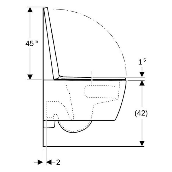 Geberit iCon Set WWC, Tiefsp., geschl. Form TurboFlush, WC-Sitz, T:53cm, weiß, Tect