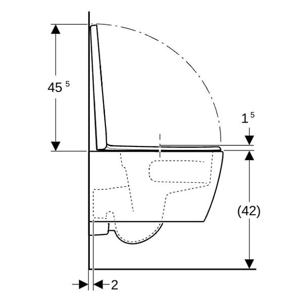 GE iCon Set WWC Tiefsp., verk., geschl. TurboFlush, WC-Sitz, T:49cm, weiß, Tect