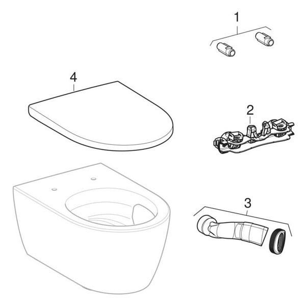 Geberit iCon Set WWC Tiefsp., verk., geschl. TurboFlush, WC-Sitz, T:49cm, weiß matt