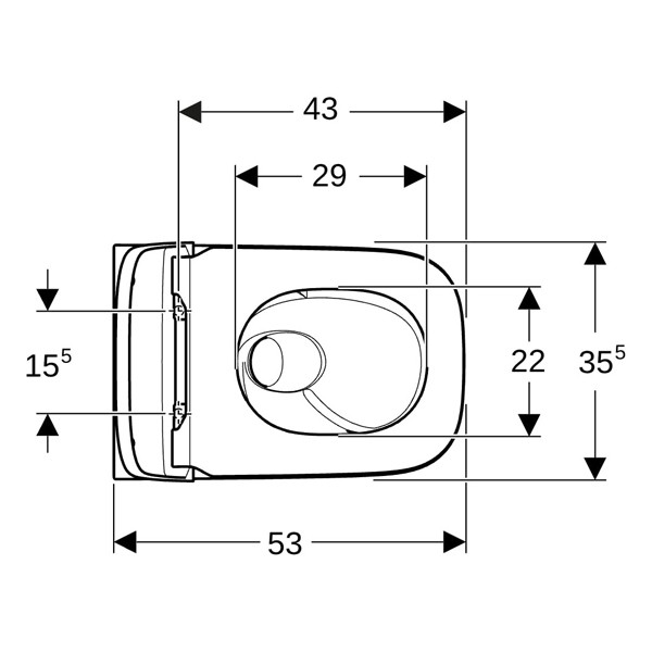 Geberit iCon Wand-WC-Tiefspüler, geschlossen TurboFlush, T:53cm, weiß, KeraTect 503162008