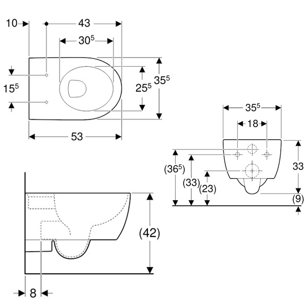 Geberit iCon wandhängendes Tiefspül-WC geschlossene Form, weiß 204000000