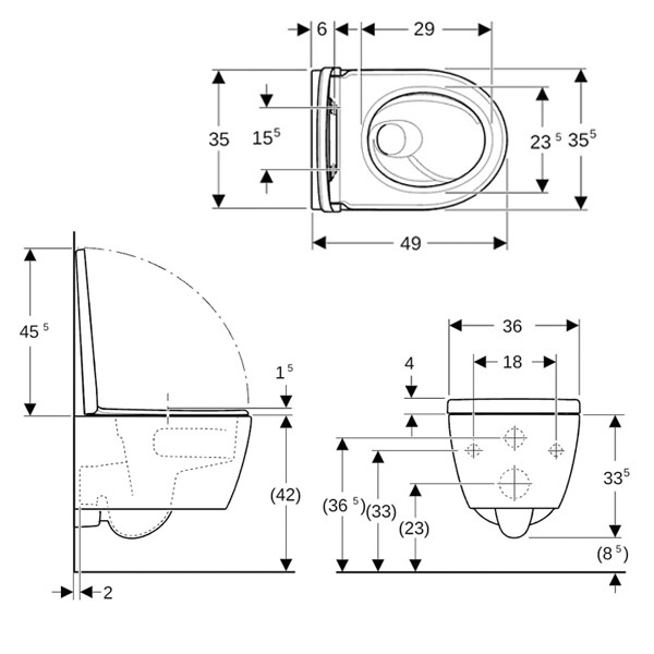 Geberit iCon wandhängendes Tiefspül-WC verkürzt mit KeraTect Beschichtung, weiß 503048008