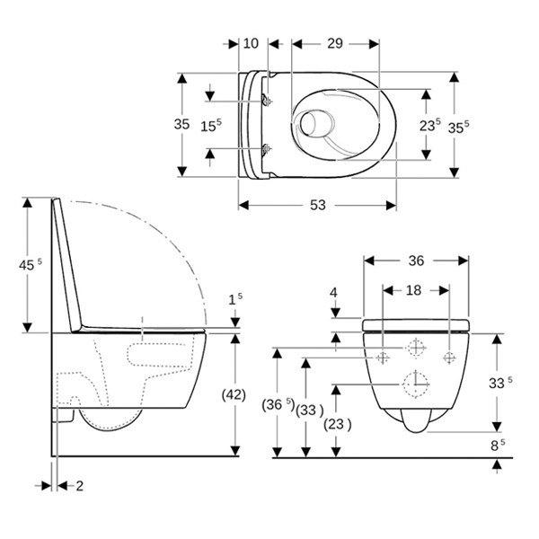 Geberit iCon wandhängendes Tiefspül-WC, weiß 503045001