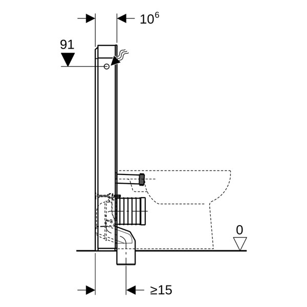 GE Monolith Plus Sanitärmodul für SWC 101cm, Glas weiß / Aluminium gebürstet