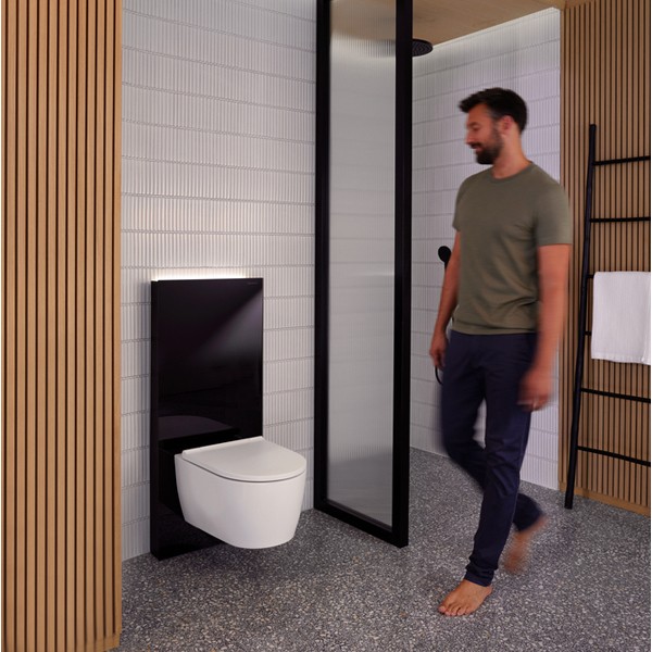 GE Monolith Plus Sanitärmodul für WWC 101cm, Glas schwarz /schwarz Alu. gebü.
