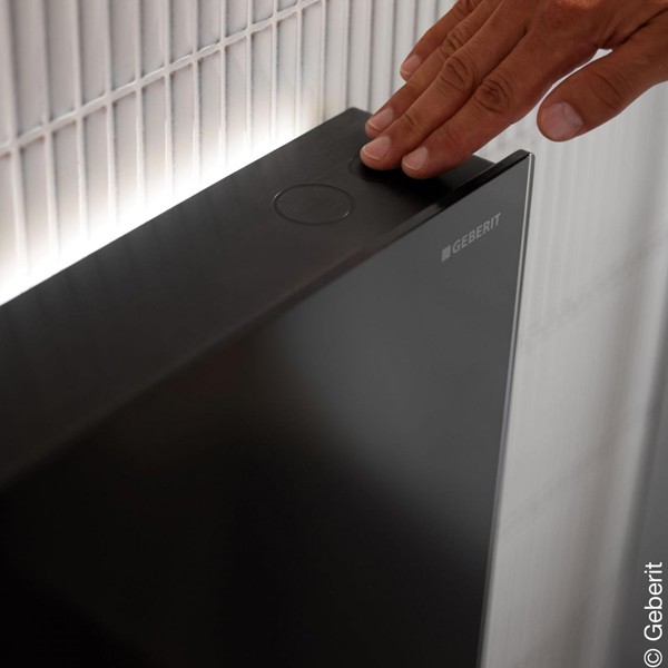 Geberit Monolith Plus Sanitärmodul f. WWC 114cm, Glas schwarz / alu. schwarzchrom