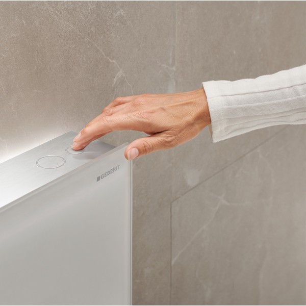 GE Monolith Plus Sanitärmodul für WWC 114cm, Glas weiß / Aluminium gebürstet