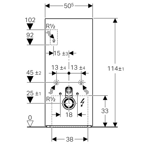 GE Monolith Plus Sanitärmodul für WWC 114cm mit Anschlussstutzen Glas weiss