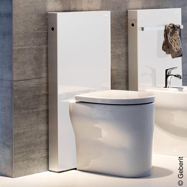Geberit Monolith Sanitärmodul für Stand-WC 101 cm Glas weiß