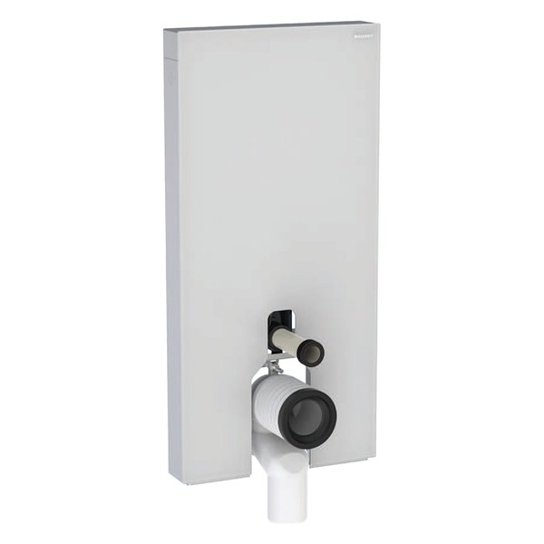 GE Monolith Sanitärmodul für Stand-WC 101cm, Glas weiß / Aluminium gebürstet