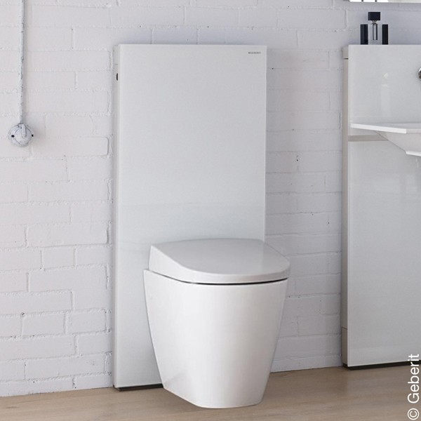 Geberit Monolith Sanitärmodul für Stand-WC 114 cm Glas weiß