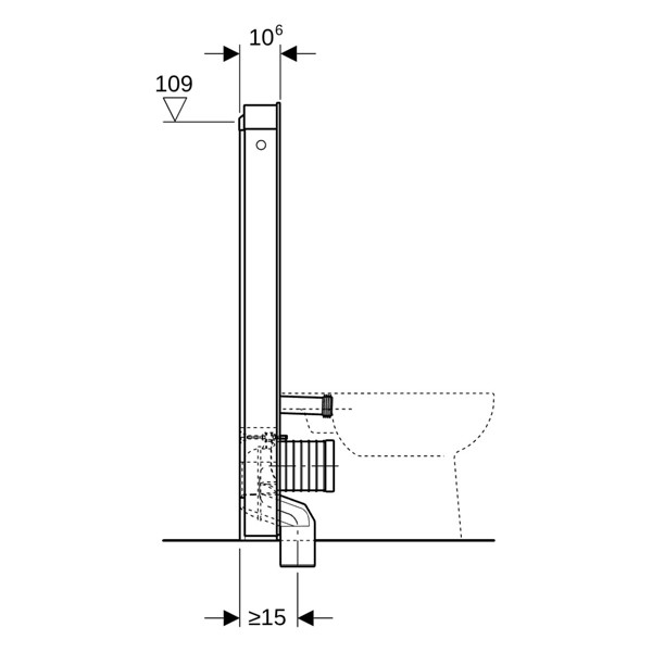 GE Monolith Sanitärmodul für Stand-WC 114cm, Glas schwarz /schwarz Alu. gebü.