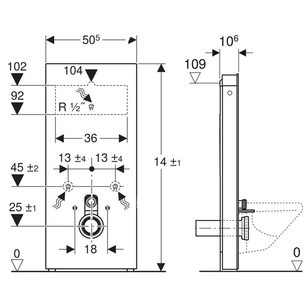 Geberit Monolith Sanitärmodul für Wand-WC 114cm Steinzeug Schieferoptik, Alu.