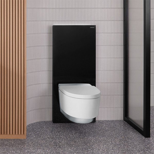 GE Monolith Sanitärmodul für Wand-WC 114cm, Glas schwarz /schwarz Alu. gebü.