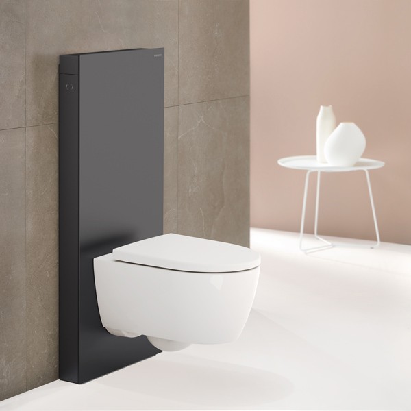 GE Monolith Sanitärmodul für Wand-WC 114cm, Glas schwarz /schwarz Alu. gebü.