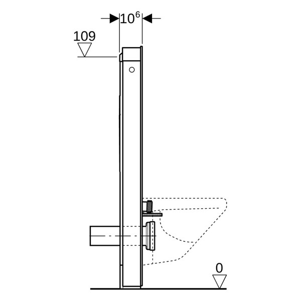 GE Monolith Sanitärmodul für Wand-WC 114cm, Glas schwarz /schwarz Alu. gebü.