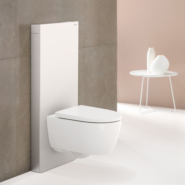 GE Monolith Sanitärmodul für Wand-WC 114cm, Glas weiß / Aluminium gebürstet