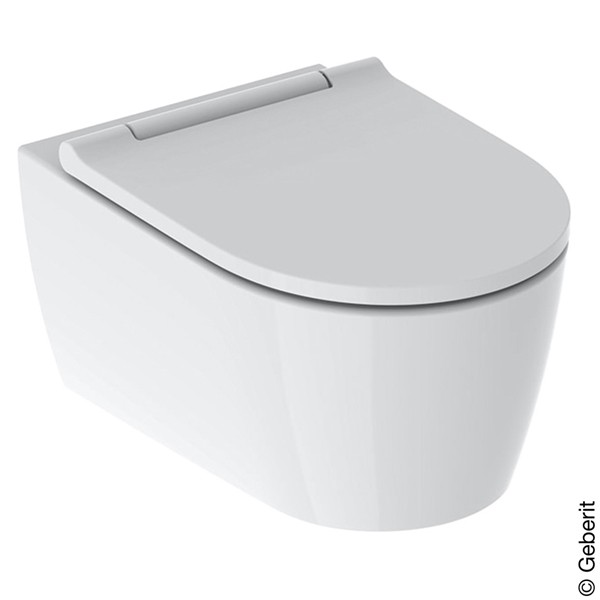 Geberit ONE Set Wand-WC mit WC-Sitz weiß matt/glanzverchromt, KeraTect
