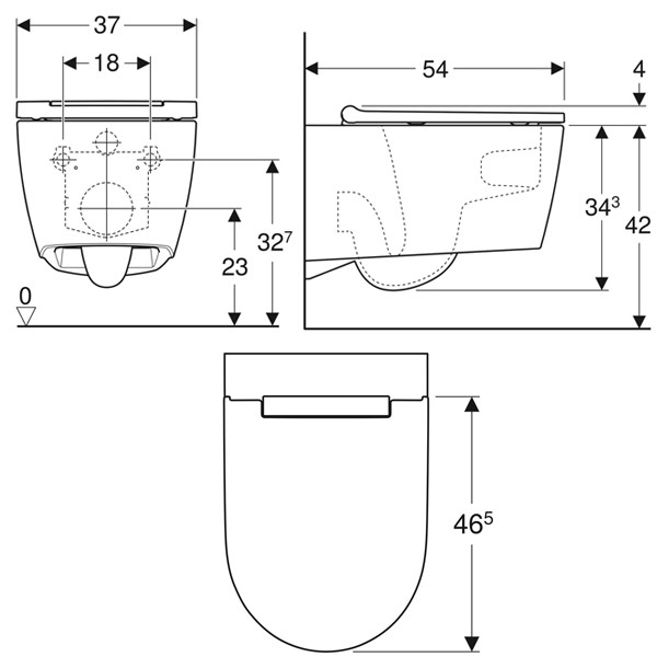 Geberit ONE Set Wand-WC mit WC-Sitz weiß matt/glanzverchromt, KeraTect