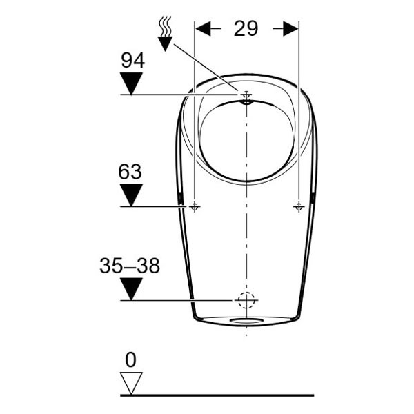 Geberit Renova L Urinal, Zulauf von hinten Abgang hinten od. unten, weiß