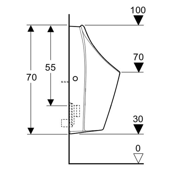 Geberit Renova L Urinal, Zulauf von hinten Abgang hinten od. unten, weiß, KeraTect