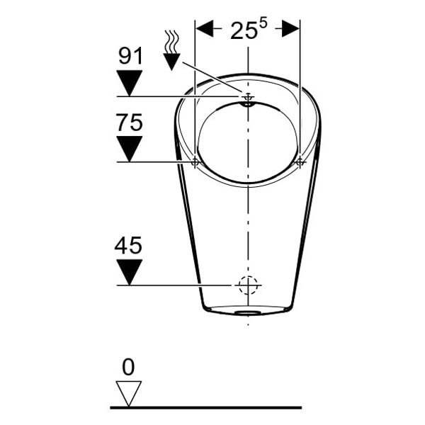 Geberit Renova M Urinal, Zulauf von hinten Abgang hinten od. unten, weiß