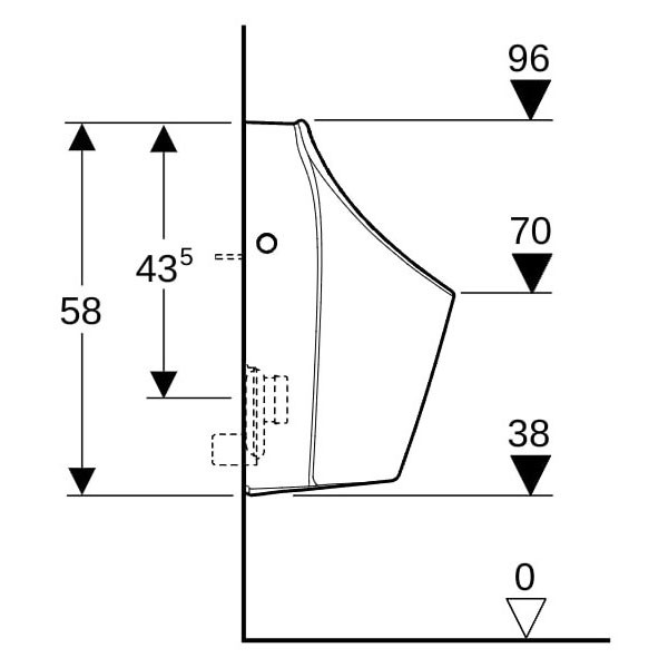 Geberit Renova M Urinal, Zulauf von hinten Abgang hinten od. unten, weiß