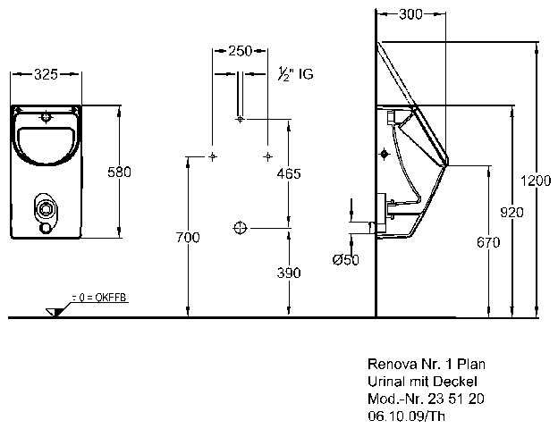 Geberit Renova Plan Urinal Set mit Deckel inkl. Beschichtung