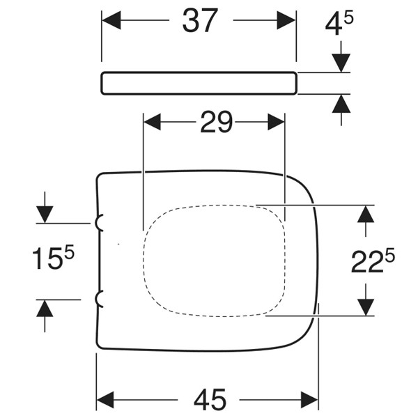 Geberit Renova Plan WC-Sitz, eckiges Design Befestigung von unten