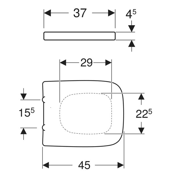Geberit Renova Plan WC-Sitz, eckiges Design Befestigung von oben