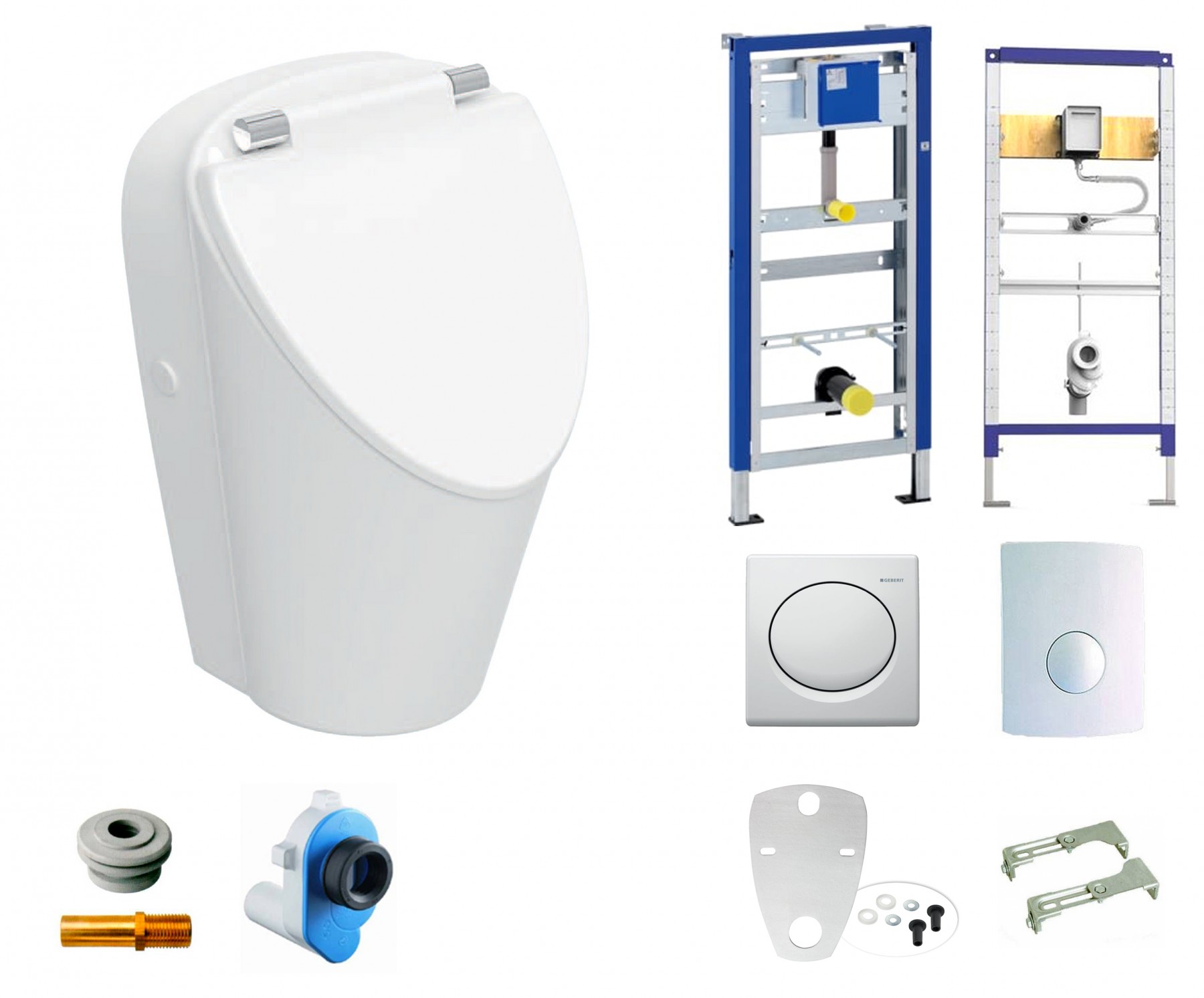 Geberit Renova S Spülrandloses Urinal mit Deckel, weiß-alpin