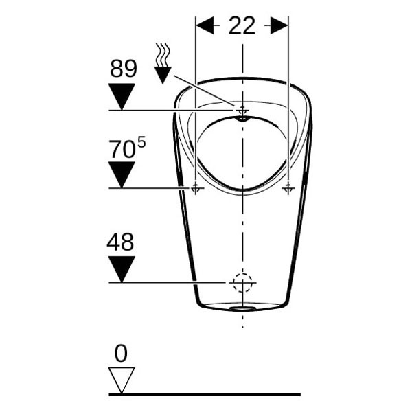 Geberit Renova S Urinal, Zulauf von hinten Abgang hinten od. unten, weiß, KeraTect