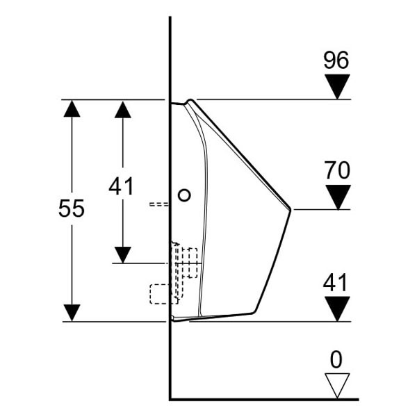 Geberit Renova S Urinal, Zulauf von hinten Abgang hinten od. unten, weiß, KeraTect