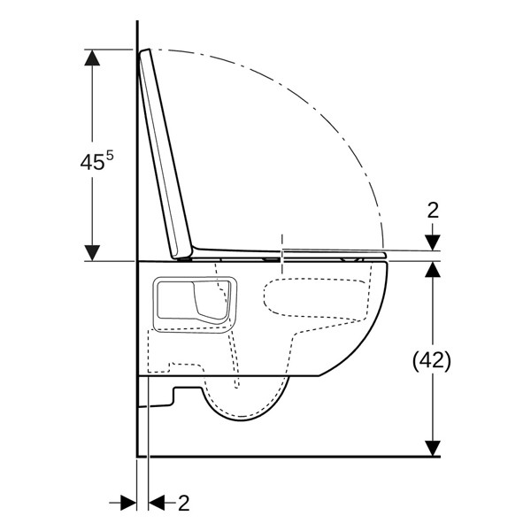 Geberit Renova Wand-WC-Tiefspüler, teilgeschlossen TurboFlush, T:53cm, weiß, KeraTect 503156008