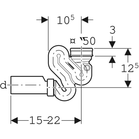GE Schneckengeruchsverschluss für Urinal mit Montagezubehör d50 Abgang horizontal