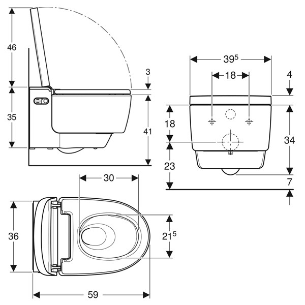 GEBERIT SET AquaClean Mera Comfort Dusch-WC Komplettanlage + Monolith Sanitärmodul für Wand-WC 114 cm Glas weiß