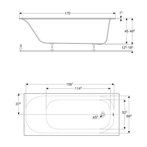 Geberit Soana Rechteckbadewanne 170x75cm