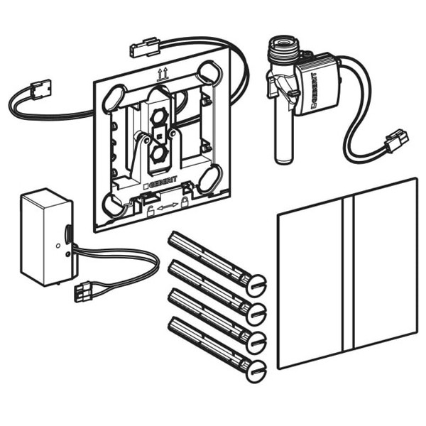 Geberit Typ 40 UR-Strg. m. elektron. Sp-Ausl. Netz.-Betr., Square, schwarzmatt/Etc