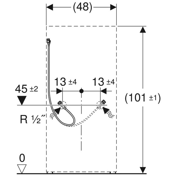 Geberit Wasseranschlussset unten zu Monolith Sanitärmodul für WC 101 cm