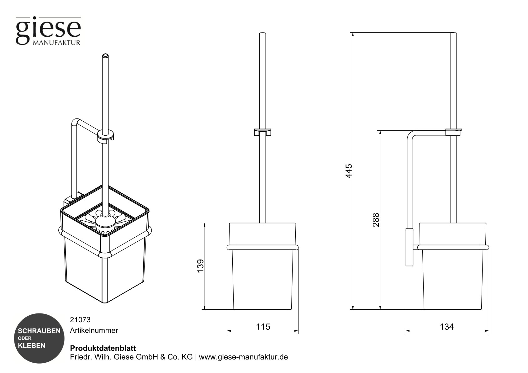 Giese Bürstengarnitur Wandmodell schwarz matt