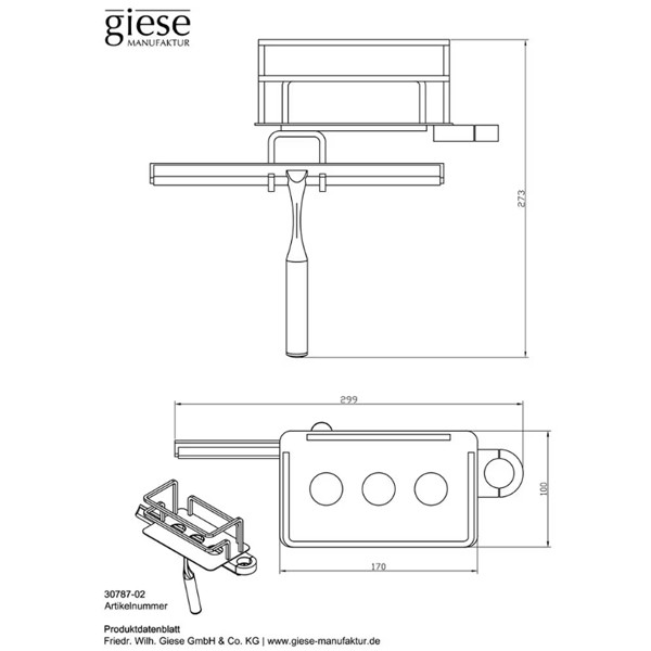 Duschkorb 'Optisign' MC mit Haken und Wischer
