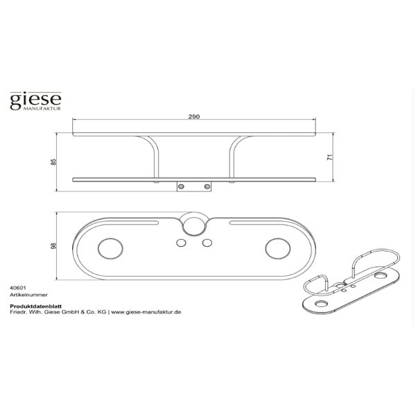 Giese Duschkorb zur nachträglichen Montage an einer Brausestange schwarz matt Schichtstoff HPL in schwarz